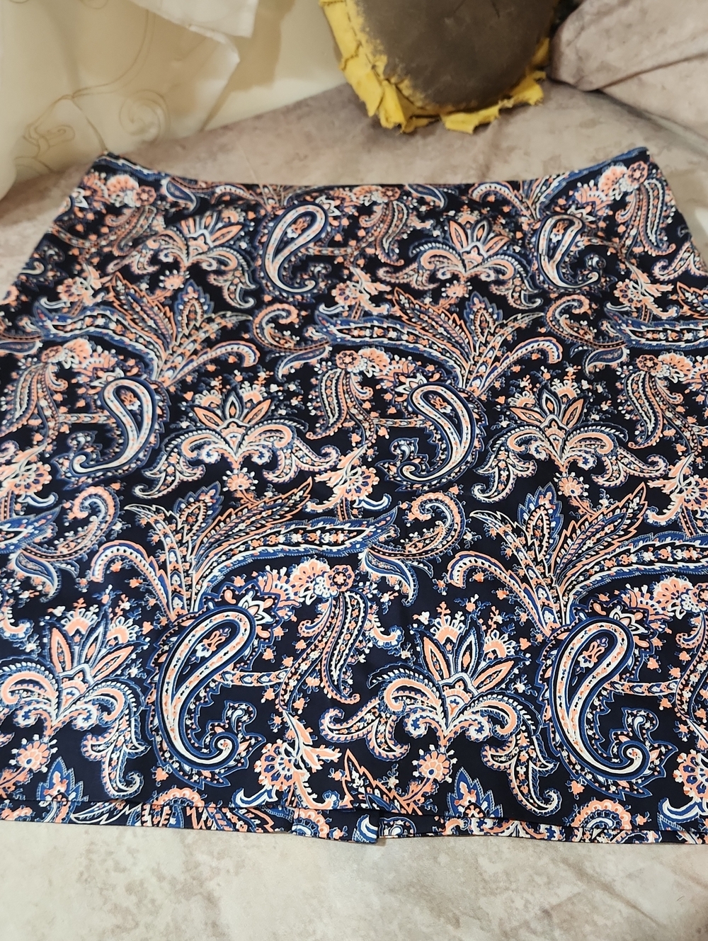 Pendleton Navy Paisley Mini Skirt with Pink Accents